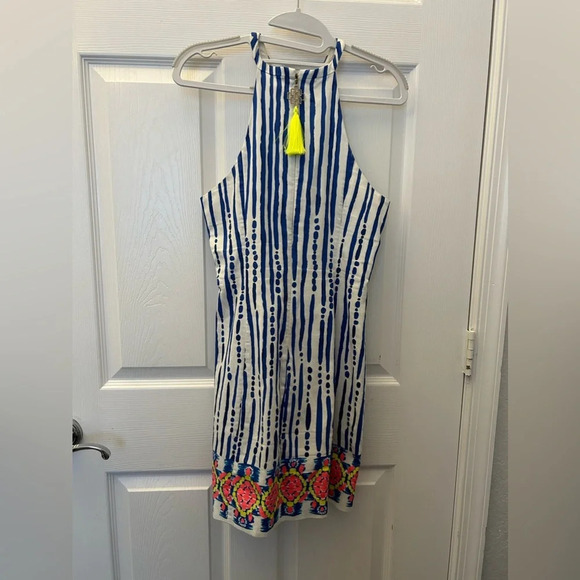 ! Lilly Pulitzer Iveigh Dress Blue Crush Bay Stripe sz 2 - Picture 3 of 7